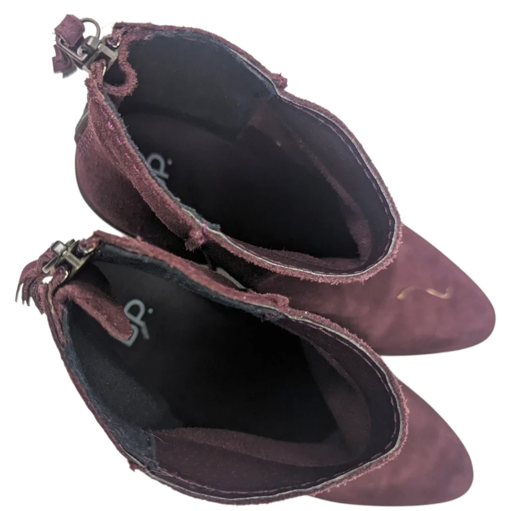 Nordstrom BP Suede Leather Ankle Boots Heeled Booties Womens 8 Purple Western